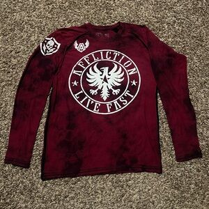Vintage Affliction Live Fast long-sleeve t-shirt in a red tie-dye